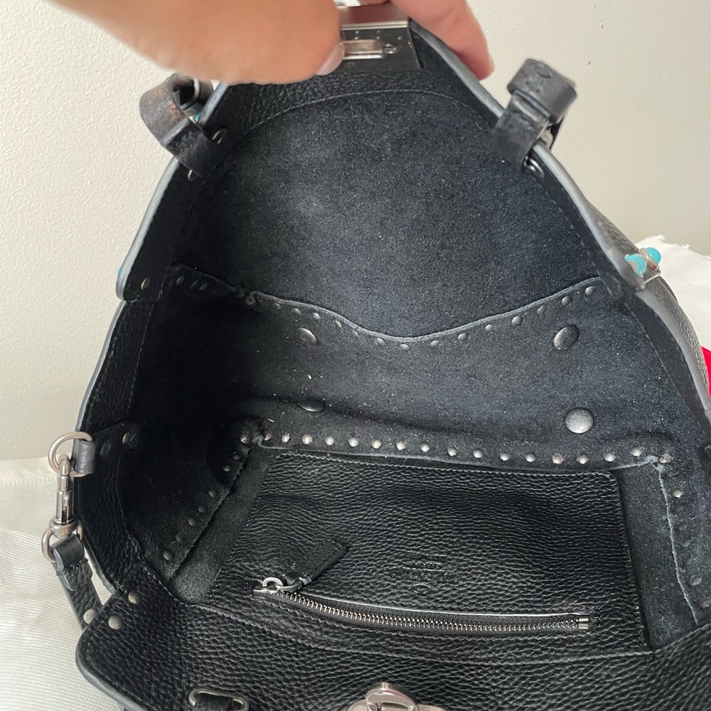 Valentino Garavani Black Crossbody Bag with Turquoise Studs - Picture 8 of 12